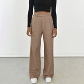 Pantalon de travail décontracté à taille haute et plissé pour le bureau